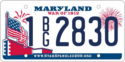 MD license plate 1BG2830