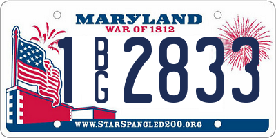 MD license plate 1BG2833