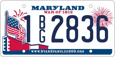 MD license plate 1BG2836