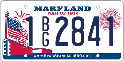 MD license plate 1BG2841