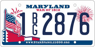 MD license plate 1BG2876