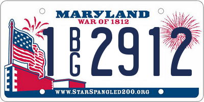 MD license plate 1BG2912