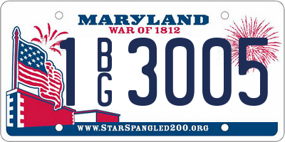 MD license plate 1BG3005