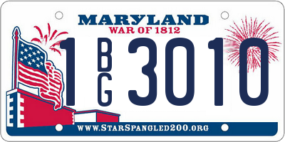 MD license plate 1BG3010