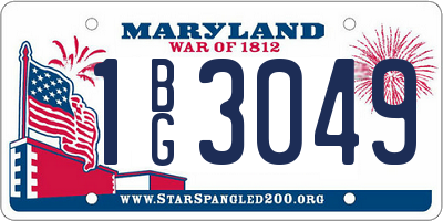 MD license plate 1BG3049