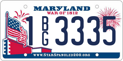 MD license plate 1BG3335