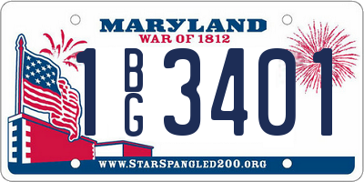 MD license plate 1BG3401