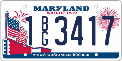 MD license plate 1BG3417