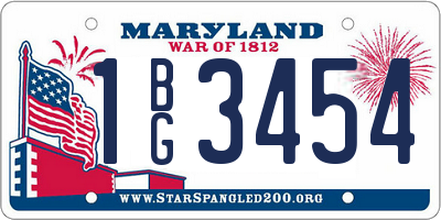 MD license plate 1BG3454