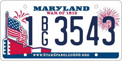 MD license plate 1BG3543