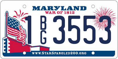 MD license plate 1BG3553