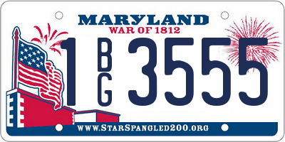 MD license plate 1BG3555