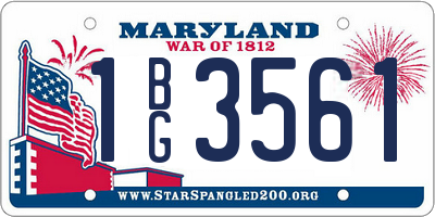 MD license plate 1BG3561