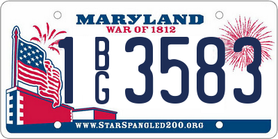 MD license plate 1BG3583