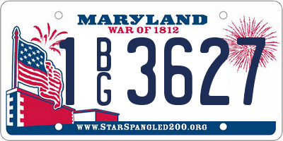 MD license plate 1BG3627