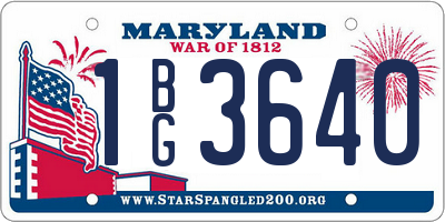 MD license plate 1BG3640