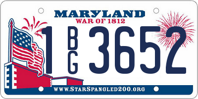 MD license plate 1BG3652