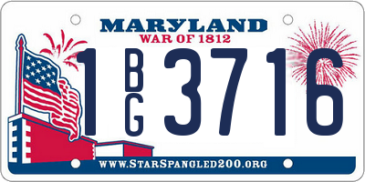 MD license plate 1BG3716