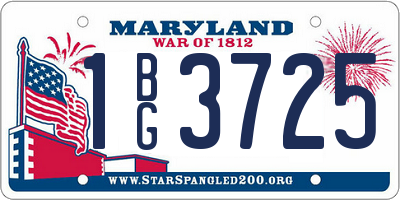 MD license plate 1BG3725