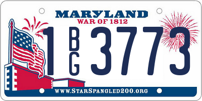 MD license plate 1BG3773