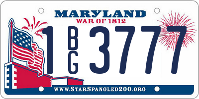 MD license plate 1BG3777