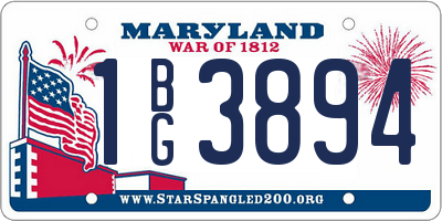 MD license plate 1BG3894