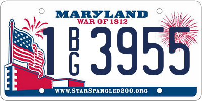 MD license plate 1BG3955