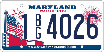 MD license plate 1BG4026
