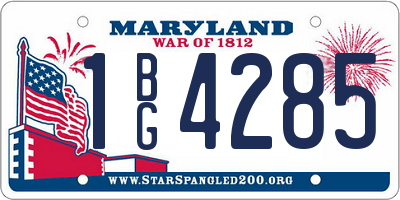 MD license plate 1BG4285