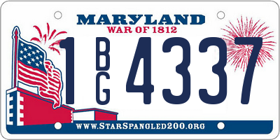 MD license plate 1BG4337