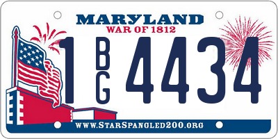 MD license plate 1BG4434
