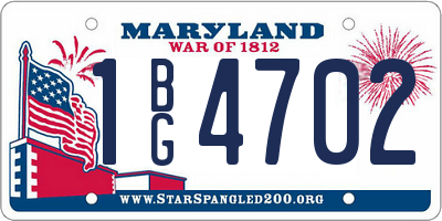 MD license plate 1BG4702