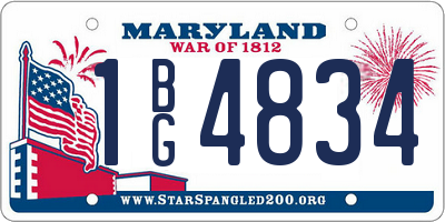 MD license plate 1BG4834
