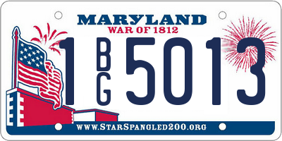 MD license plate 1BG5013