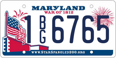 MD license plate 1BG6765