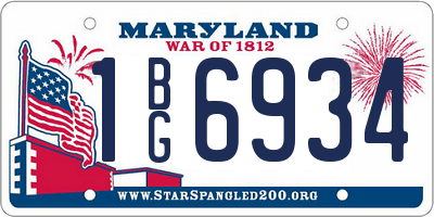 MD license plate 1BG6934