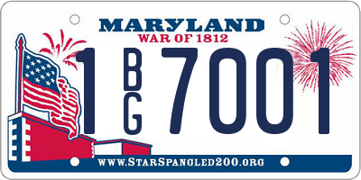 MD license plate 1BG7001