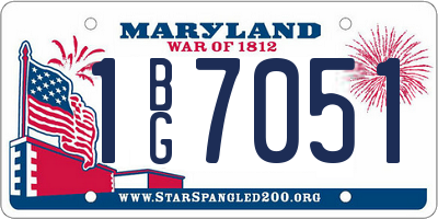MD license plate 1BG7051