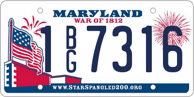 MD license plate 1BG7316