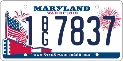 MD license plate 1BG7837