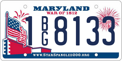 MD license plate 1BG8133