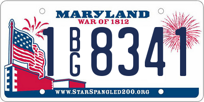 MD license plate 1BG8341