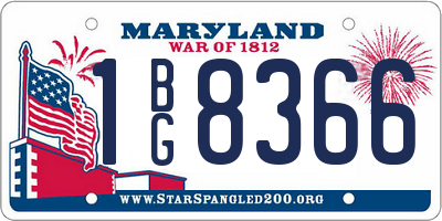 MD license plate 1BG8366