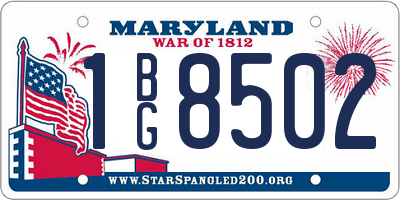 MD license plate 1BG8502