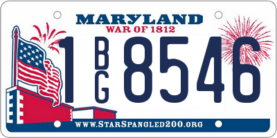 MD license plate 1BG8546