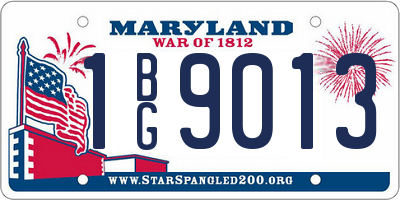 MD license plate 1BG9013