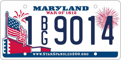 MD license plate 1BG9014