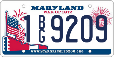 MD license plate 1BG9209