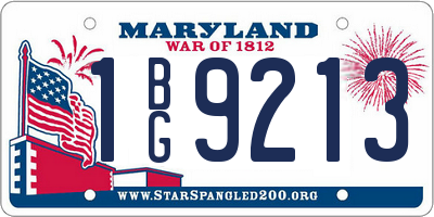 MD license plate 1BG9213