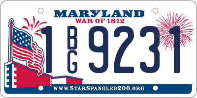 MD license plate 1BG9231